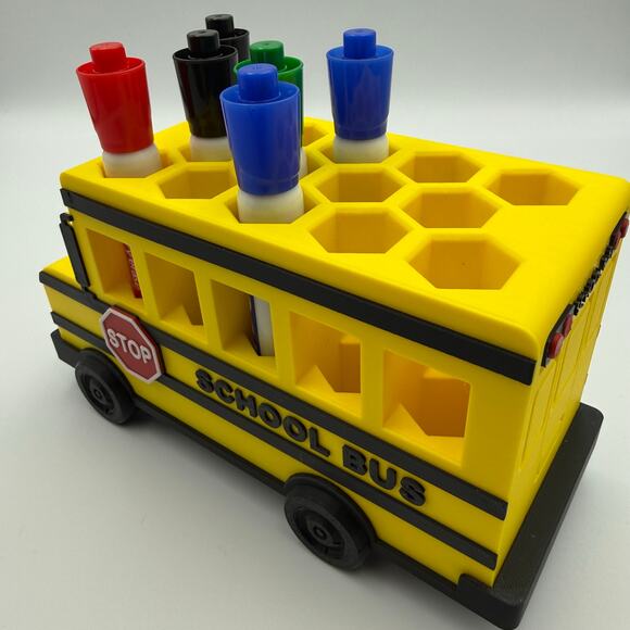 School Bus themed marker holder - perfect gift for a teacher - plastic - Picture 9 of 10
